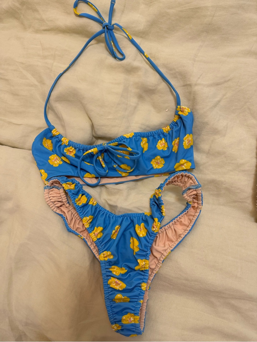 Blue Floral Ruched Bikini Set - Picture 3 of 3